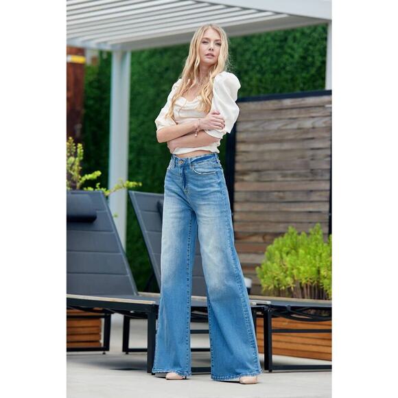 -HIGH RISE SUPER WIDE LEG WITH STRETCH NONDISTRESSED - Picture 1 of 6